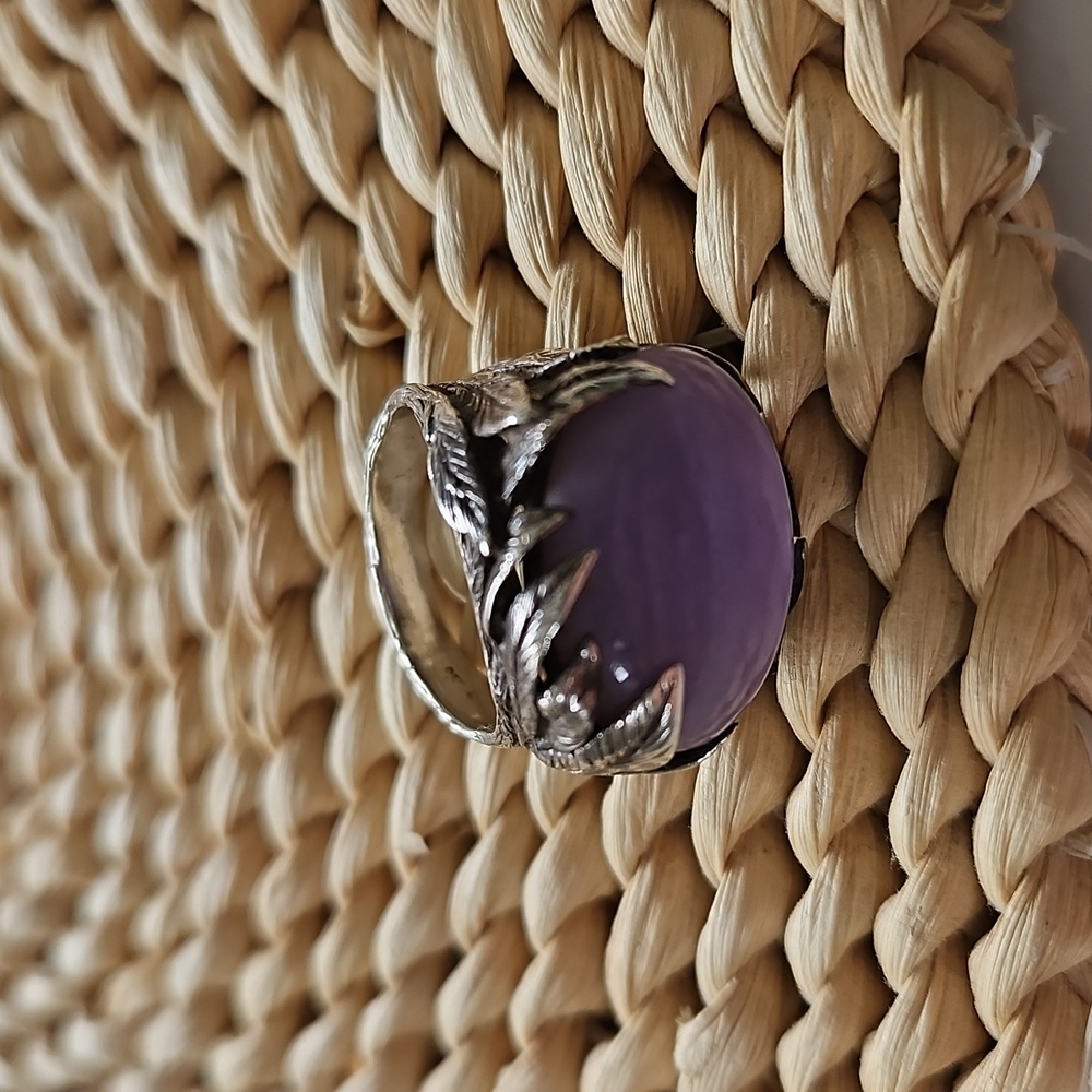 💟HP💟Lavender Jadeite Jade Silver Ring - Picture 4 of 8